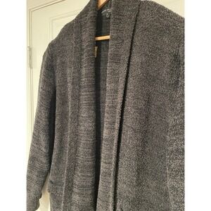 Black 3X‎ Barefoot Dreams CozyChic Cali Cardi Sweater Open Front Cardigan Carbon